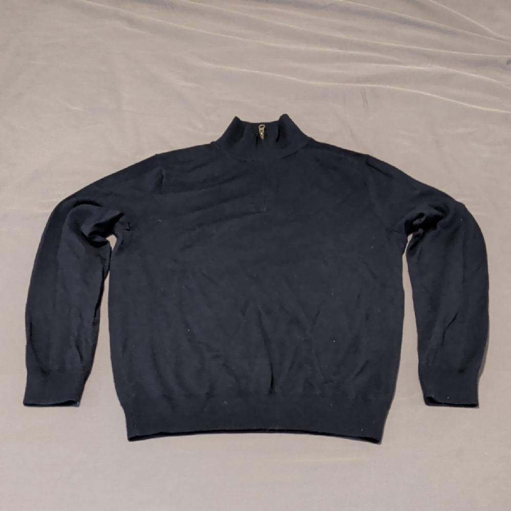 J. Crew Men's Navy Slim Merino Wool Quarter Zip Sweater, Size M